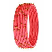 Sunsoul by Touchstone "Silk Thread Bangle Collection" Indian Bollywood Handcrafted Faux Silk Thread Exotic Look with Golden Beads Dark Designer Bangle Bracelets Set of 12 For Women.