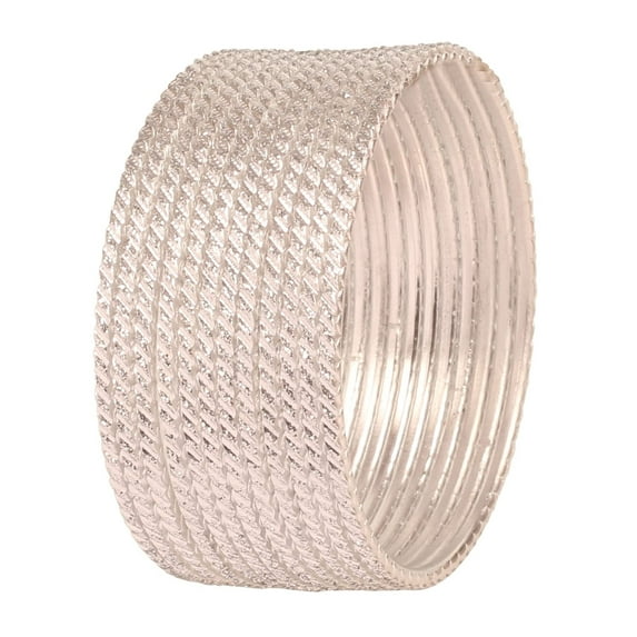 Sunsoul By Touchstone "Silver Bangle Collection" Indian Bollywood Hand Saw Cut Work Creamy Silver Color Designer Jewelry Bangle Bracelets. Set of 12. In Silver Tone For Women.