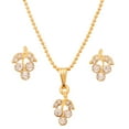 thumbnail image 1 of Sunsoul by Touchstone Alloy Leaf Motif White Rhinestone Pretty Pendant Set in Gold Tone for Women, 1 of 5