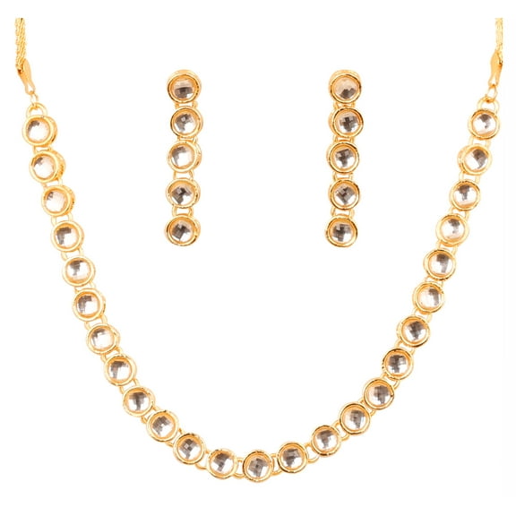 Sunsoul by Touchstone "Contemporary Kundan Collection" Indian Hollywood elegant Kundan polki look light jewelry necklace set in gold tone for women