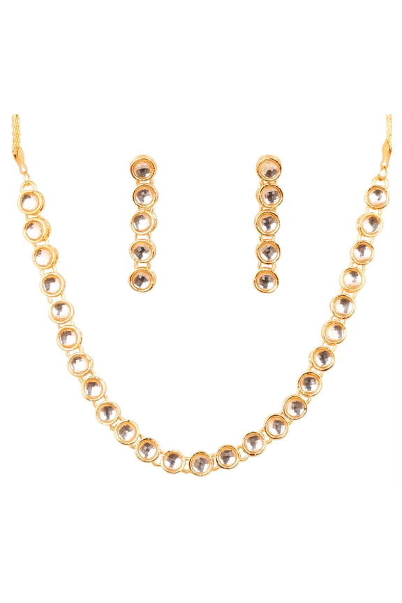by Touchstone "Contemporary Kundan Collection" Indian Hollywood elegant Kundan polki look light jewelry necklace set in gold tone for women