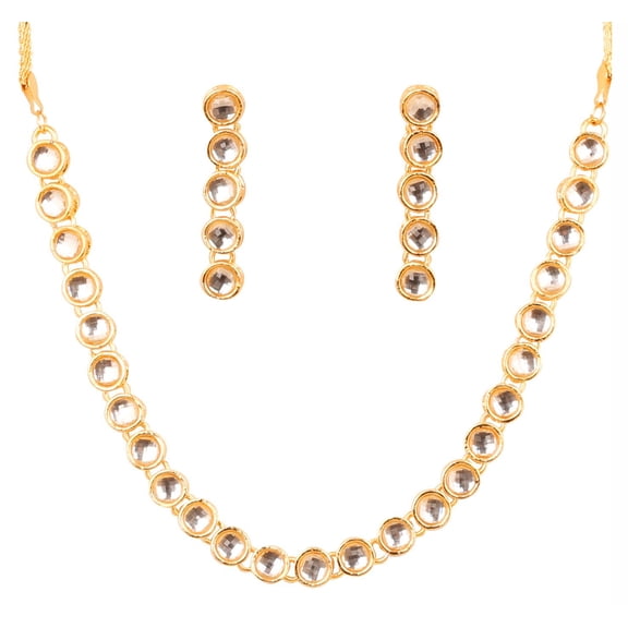 Sunsoul by Touchstone "Contemporary Kundan Collection" Indian Hollywood elegant Kundan polki look light jewelry necklace set in gold tone for women