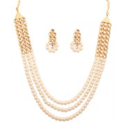 Sunsoul by Touchstone "Contemporary Kundan Collection" Indian Hollywood faux pearls jewelry long grand necklace set in gold tone for women