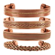 Sunsoul by Touchstone Copper magnetic bracelet Tibetan style. Hand forged with solid and high gauge pure copper. Set of 4 different designs.
