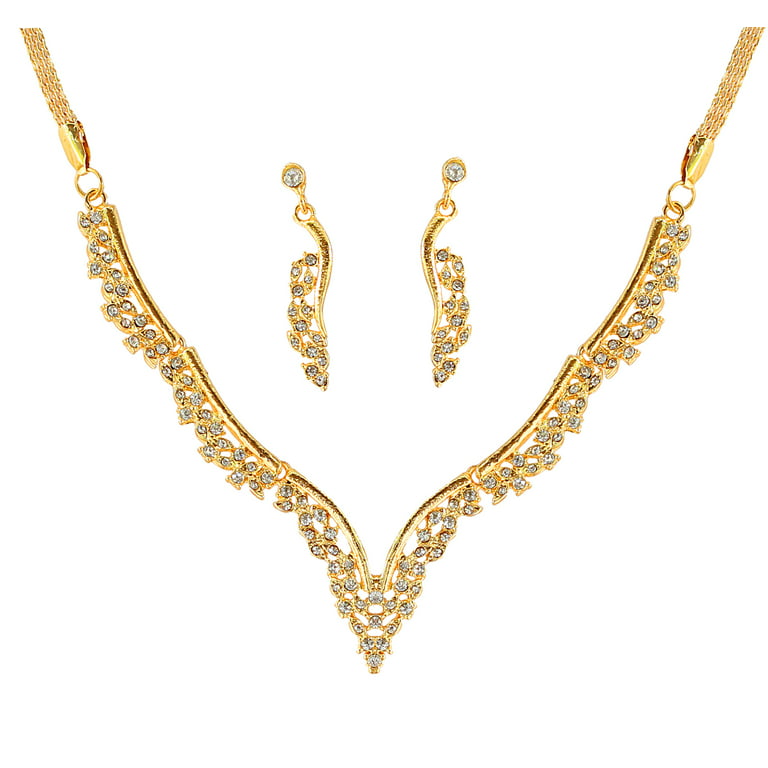 Sunsoul by Touchstone Glamourous Gold Plated Necklace Set for Women