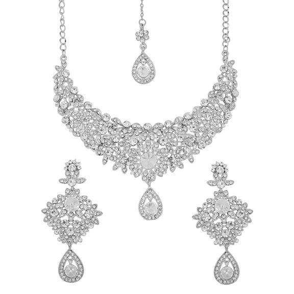Sunsoul by Touchstone Hollywood Glamour silver tone white red grand wedding evening wear jewelry necklace for women