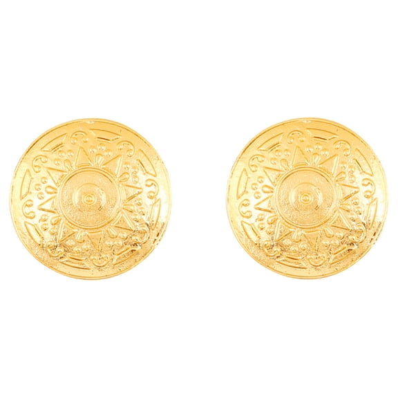 Sunsoul by Touchstone Indian Bollywood Ethnic Style Carving Work Bahubali Inspired Designer Jewelry Round Shape Earrings For Women in Gold Tone.