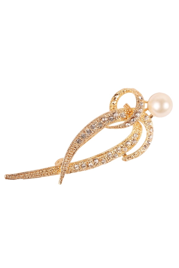 by Touchstone Indian Bollywood Intricately Designed Faux Pearls Rhinestone Beautiful Designer Jewelry Brooch In Gold Tone For Women.