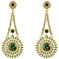 thumbnail image 1 of Sunsoul by Touchstone Indian Bollywood Rhinestone / faux green Emerald designer jewelry earrings for women in antique gold tone, 1 of 3