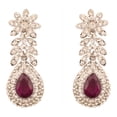 thumbnail image 1 of Sunsoul by Touchstone Indian Bollywood Rhinestone / faux purple amethyst bridal designer jewelry earrings for women in silver tone, 1 of 5