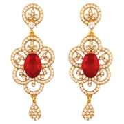 Sunsoul by Touchstone Indian Bollywood Rhinestone / faux red ruby designer jewelry earrings for women in antique gold tone