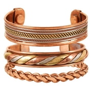Sunsoul by Touchstone Indian Copper Brass Yoga Meditation 3 Elite Metal Bracelets Jewelry for All.