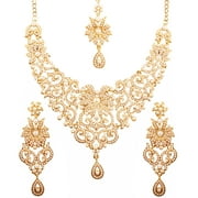 Sunsoul by Touchstone Indian Handcrafted Filigree Faux Pearls Jewelry Gold Tone Necklace For Women.