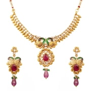 Sunsoul by Touchstone Indian Hollywood peacock meenakari white purple jewelry necklace in antique gold tone for women