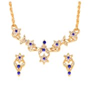 Sunsoul by Touchstone Necklace Set with White and Blue Austrian Diamonds for Women
