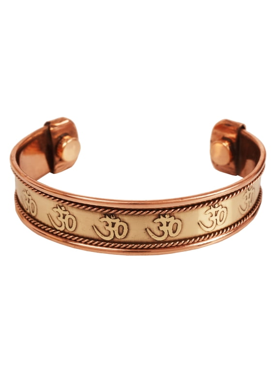 by Touchstone - Om - Hindu holy -Copper magnetic bracelet Tibetan style. Hand forged with solid and high gauge pure copper.