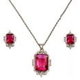 thumbnail image 1 of Sunsoul by Touchstone Rectangular Pink Glass Stone Pendant Set for Women, 1 of 5
