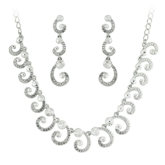 Sunsoul by Touchstone Silver Austrian Diamonds Necklace Set For Women