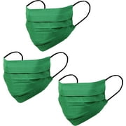 Sunsoul by Touchstone Soft Cotton Face Masks Reusable Machine Washable Handcrafted Double Layer Fabric for women, men. (Pack of 3). Solid Green
