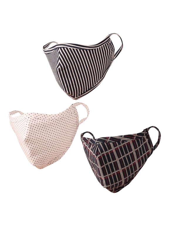 Washable Stripped Soft Cotton Face Mask, Multicolor, 3 Per Pack