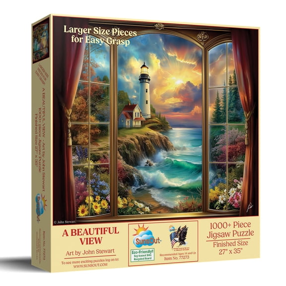Sunsout A Beautiful View 1000 Piece Jigsaw Puzzle for Adults - Large Pieces - Finished Size: 27" x 35" by Artist: John Stewart