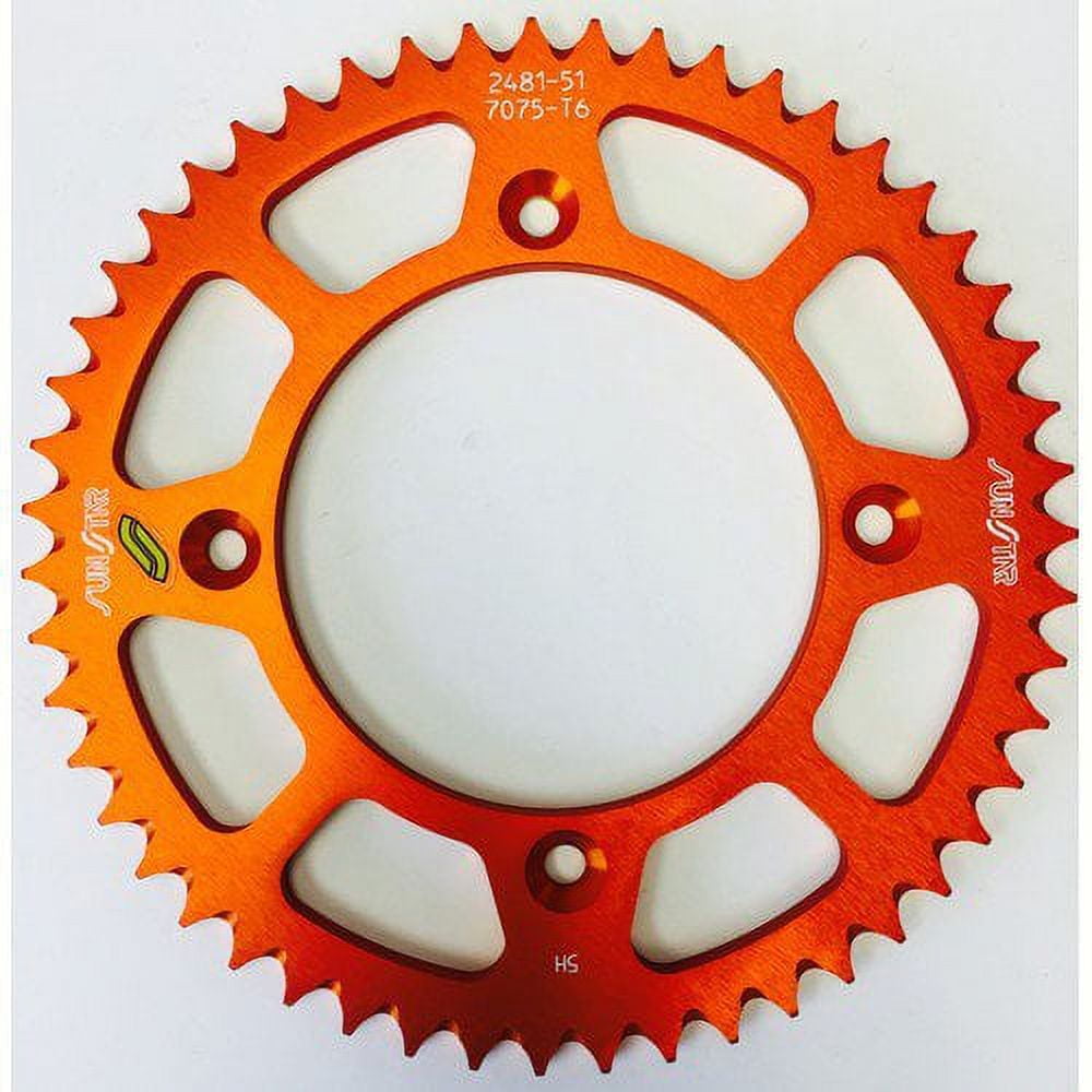 Sunstar 5-248151OR Works Triplestar Aluminum Rear Sprocket - 51T - Orange