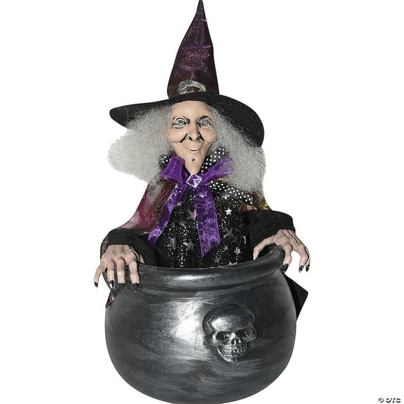 Sunstar Bouncing Witch in Cauldron Light-UP Animated Halloween Decoration - 38 in