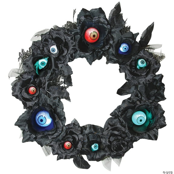 Sunstar Door Wreath Gothic Eyeballs Light-Up Halloween Decoration - 15 in