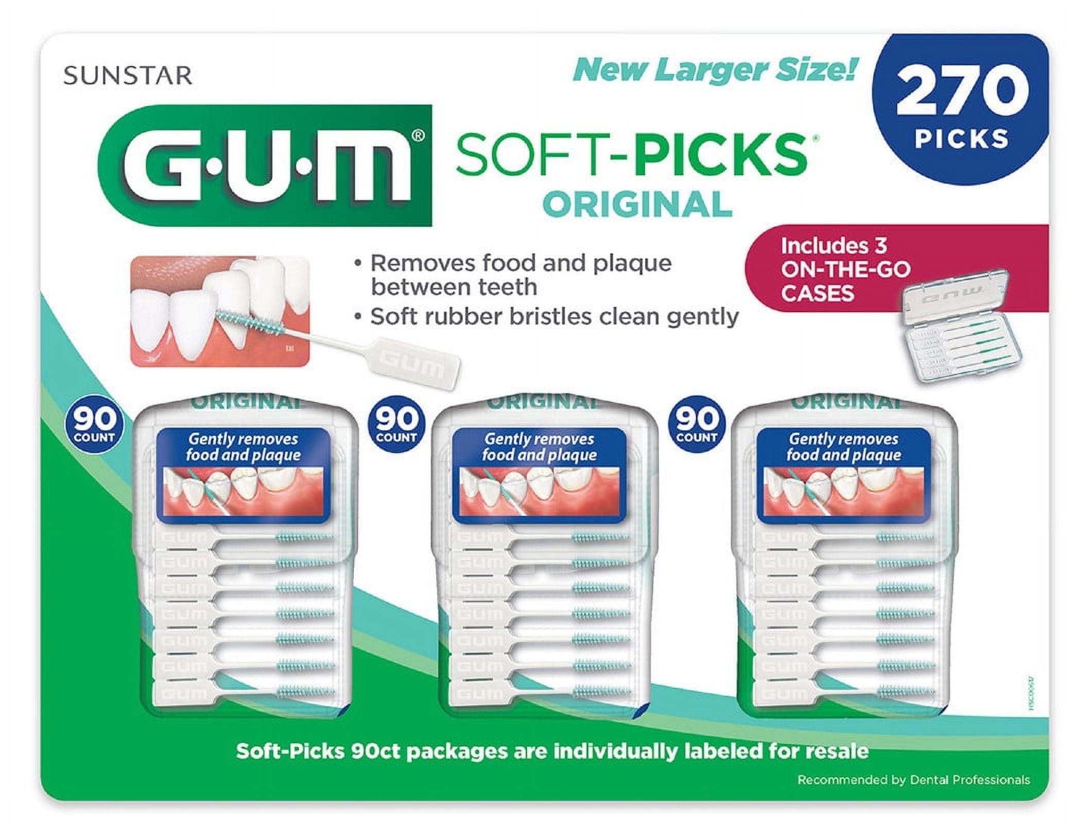 Sunstar G.U.M. Original Soft-Picks with Travel Cases 3 Packs - 270 Picks