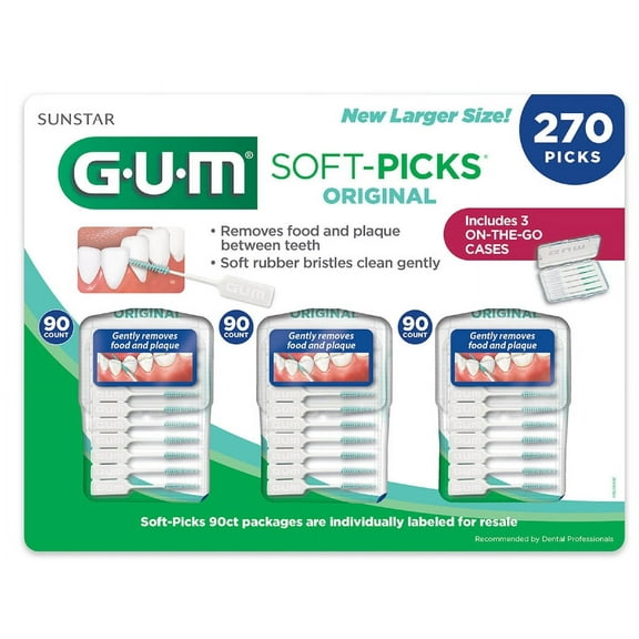 Sunstar G.U.M. Original Soft-Picks with Travel Cases 3 Packs - 270 Picks