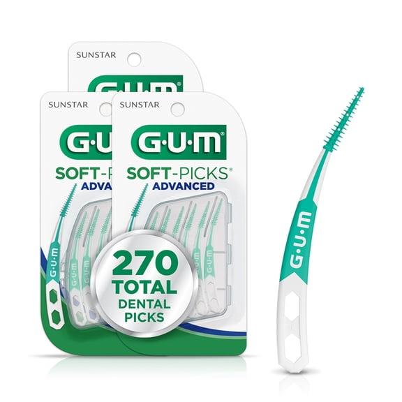 GUM Soft-Picks Advanced, Dentist Recommended Dental Picks, 90 Count (Pack of 3)