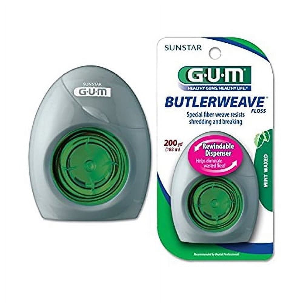 Sunstar Gum Butlerweave Waxed Dental Floss, Mint Flavor, 200 Yd, 2 Pack
