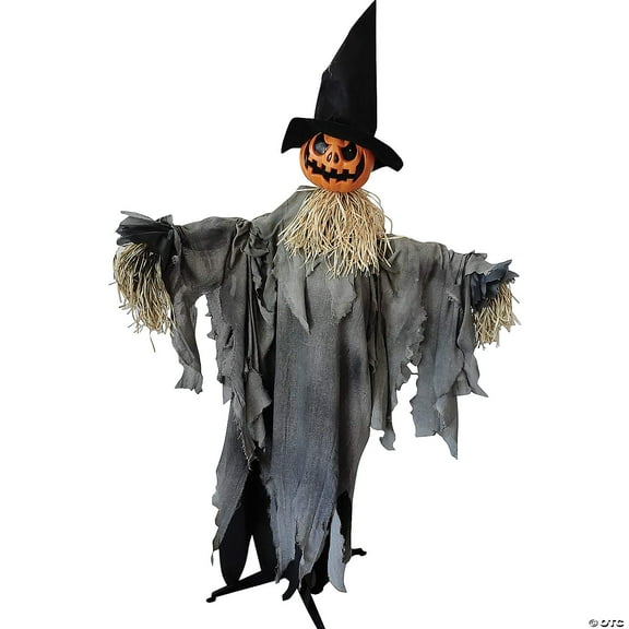 Sunstar Scarecrow Pumpkin with Hat Animated Halloween Decoration - 6 ft