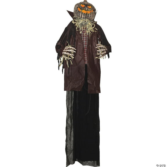 Sunstar Pumpkin Man LED Lighted Scarecrow Hanging Halloween Decoration - 72 in