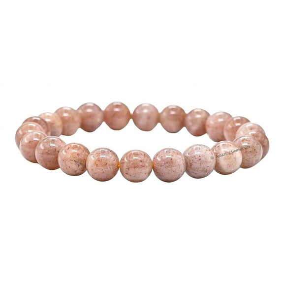 Sunstone Bracelet - 8mm Beaded Stretch Bracelet and Healing Stones