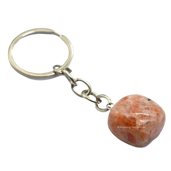 Sunstone Crystal Car Key Holder, Tumbled Crystal Keychain