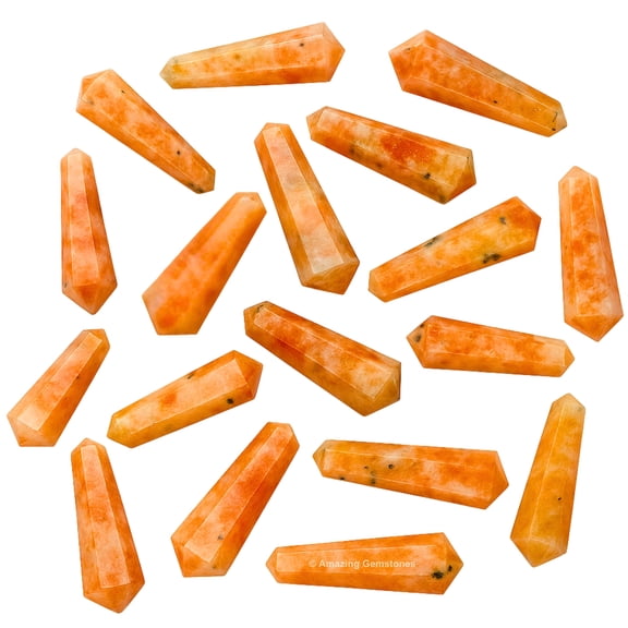Sunstone Crystal Points Bulk 3 Pcs, Hexagonal Healing Point Double Terminated