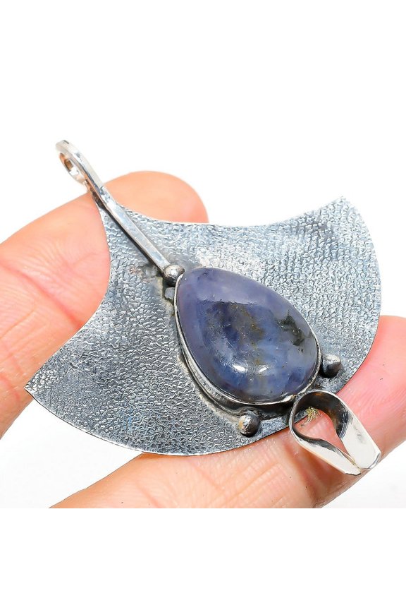 Sunstone In Lolite Gemstone Handmade 925 Sterling Silver Jewelry Pendant 2.56"