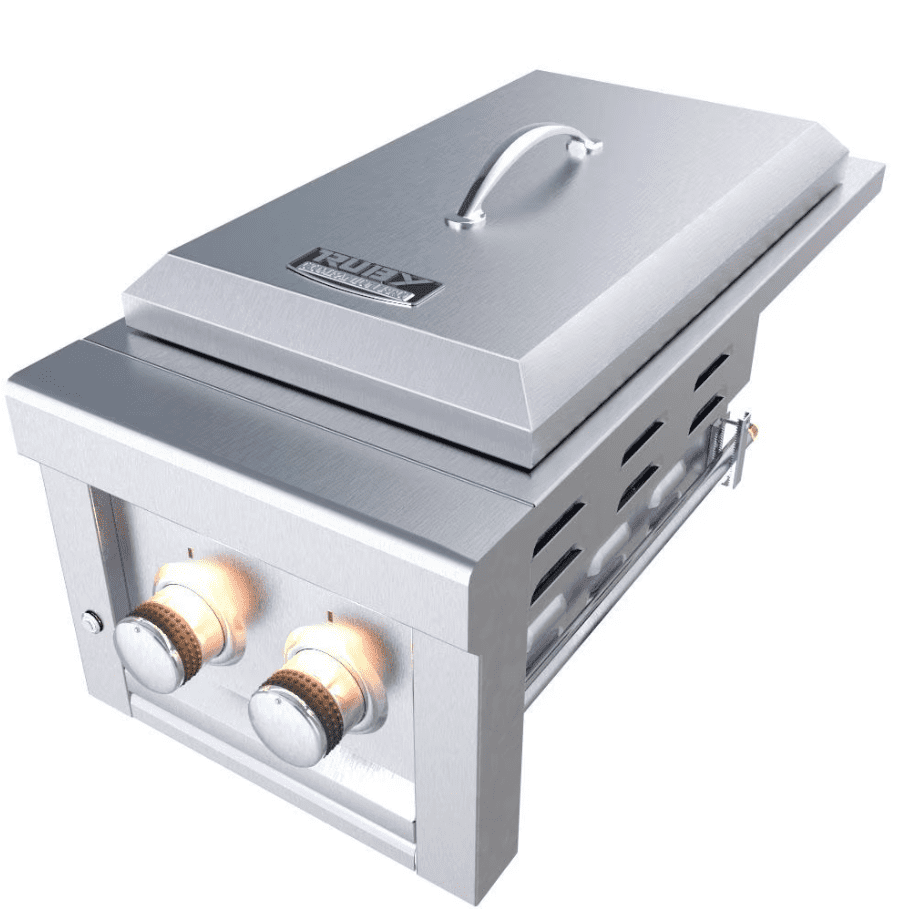 Sunstone Ruby Series 13 Inch Natural Gas Companion Pro Burner with Cooking Grates & Flavorizer Rack & LED Accent Light
