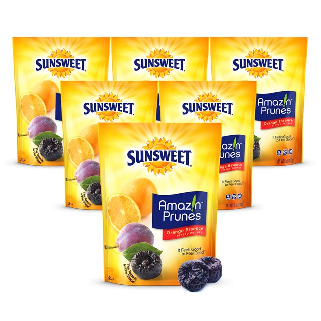 Sunsweet Amazin' Prunes Orange Essence Prunes Pitted Unsweetened & Dried Gluten Free, Vegan