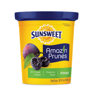 Sunsweet Amazin Prunes, Pitted Prune, It Feels Good to Fell Good, 16 oz Cup