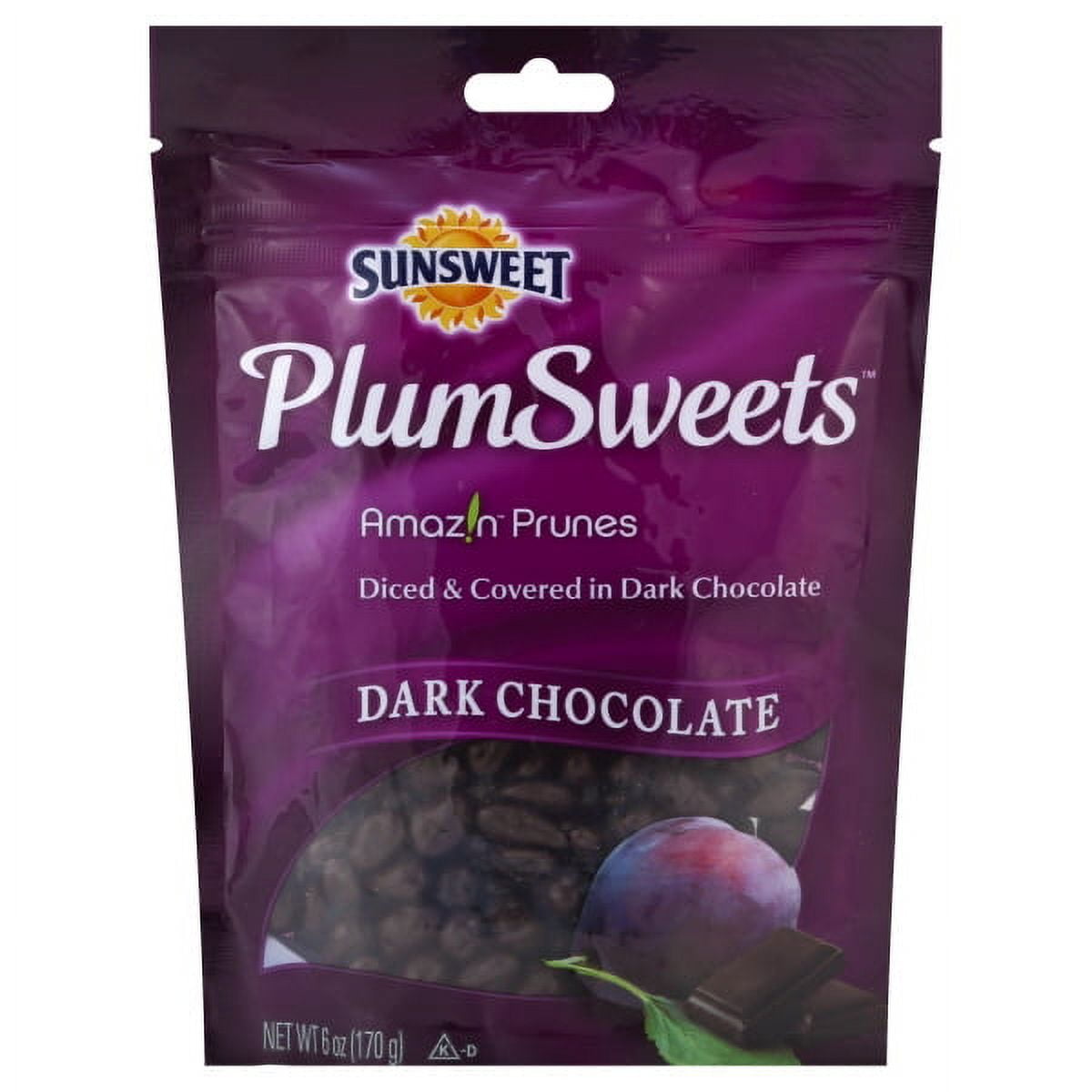 Sunsweet Plum Sweets Amazins Diced Dried Plums Dipped in Decadent Dark  Chocolate, 6.Oz.