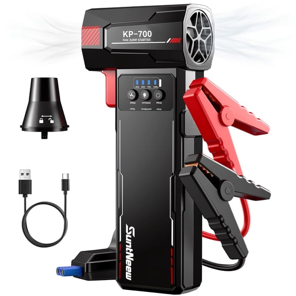 SuntNeew Jump Starter with Air Duster 1000A Peak, 7200mAh Portable Battery Booster with High-Speed Air Blower for 6L Gas & 4L Diesel Engines, LED Light for Car & Outdoor
