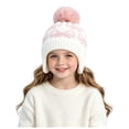 thumbnail image 1 of Suntak Toddler Beanies for Girls Warm Cute Pattern Winter Hat with Pom Pom 2-6 Years, 1 of 6