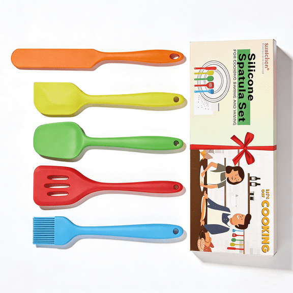 Suntchen Non-Stick Mini Silicone Kitchen Spatula Set 5 Count