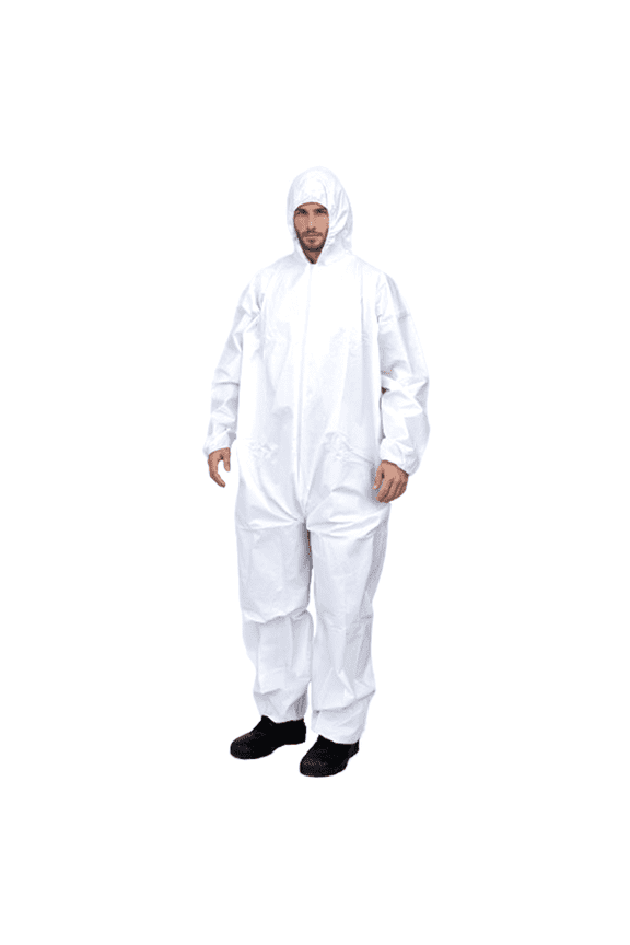 Suntech Microporous Protective Coveralls, Attached Hood, Disposable Hazmat PPE, White, 25 Case (3X)