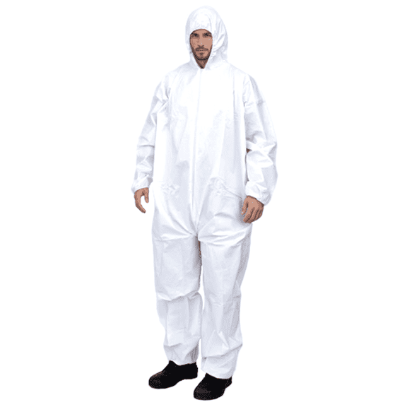 Suntech Microporous Protective Coveralls, Attached Hood, Disposable Hazmat PPE, White, 25 Case (XL)