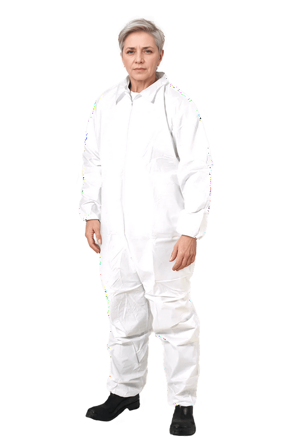 Suntech Microporous Protective Coveralls, Elastic Wrists and Ankles, Disposable Hazmat PPE, White, 6 Pack (2X)