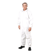 Suntech Microporous Protective Coveralls, Elastic Wrists and Ankles, Disposable Hazmat PPE, White, 6 Pack SM