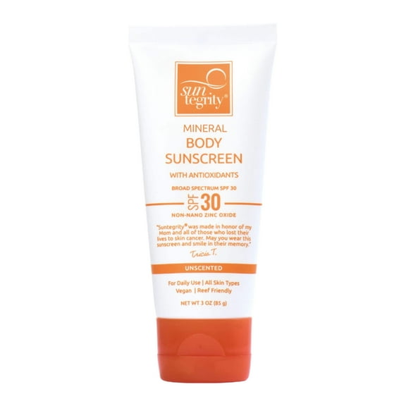 Suntegrity UNSCENTED Mineral Body Sunscreen, Broad Spectrum SPF 30 - 3oz